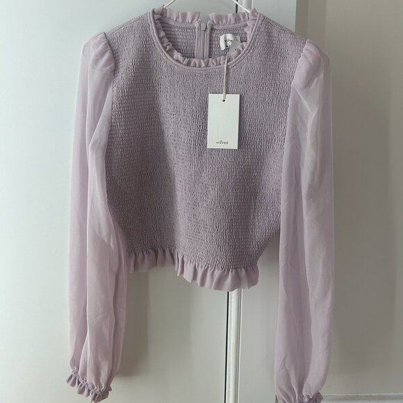 NWT Aritzia Wilfred Tempest Blouse Lilac Pink Size S - Picture 1 of 4